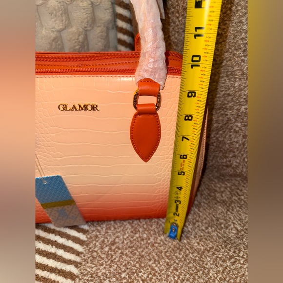 Glamor sunset-colored, alligator-skin textured satchel w/ crossbody strap- NWT - Picture 11 of 12